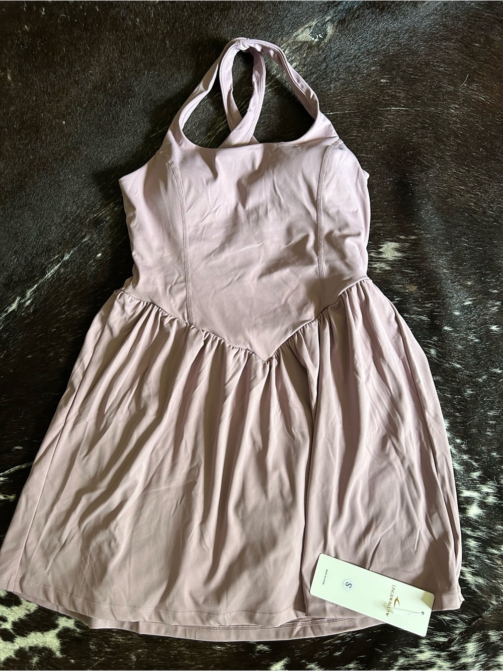 Sleeveless Light Mauve Skater Dress with Crossback Straps